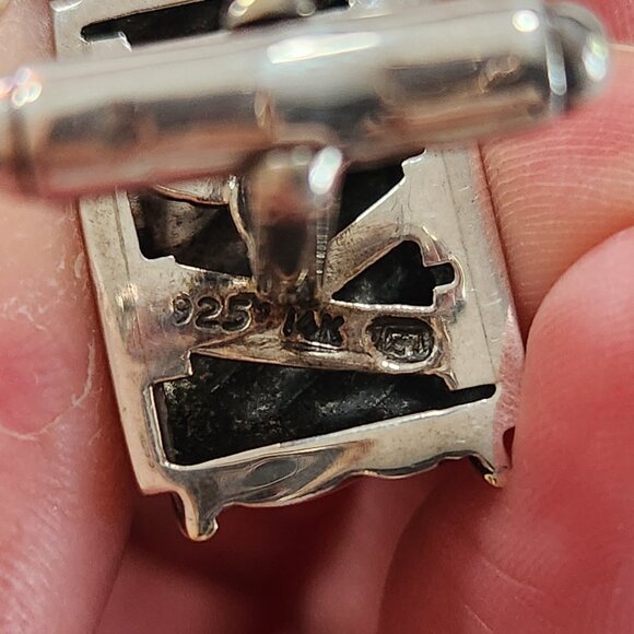 David Yurman 14K Solid Gold/Sterling Silver Cable Cigar Band Cufflinks - Picture 4 of 10